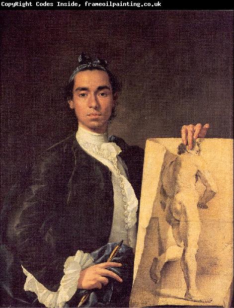 Melendez, Luis Eugenio Portrait of the Artist Holding a Life Study
